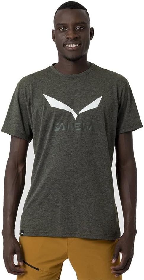 SALEWA Herren SOLIDLOGO DRY T-Shirt M Dark Olive Melange, M Dark Olive Melange