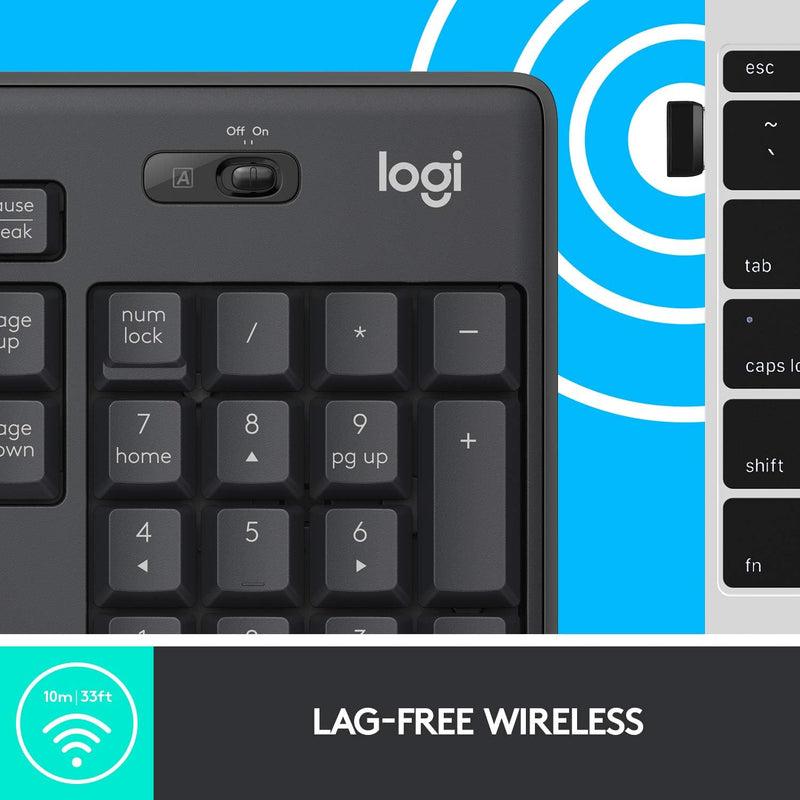 Logitech MK295 kabelloses Tastatur-Maus-Set mit SilentTouch-Technologie, Shortcut-Tasten, optischer