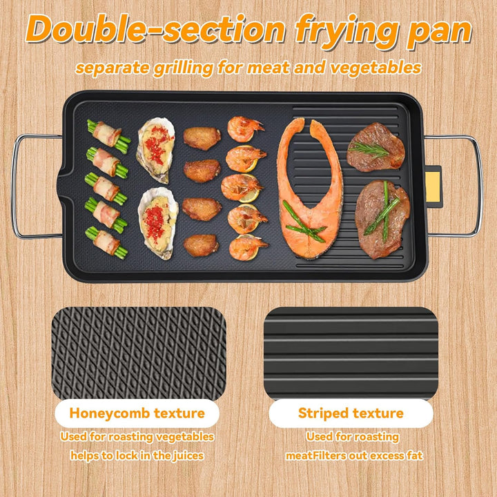Elektrische Grillplatte, Teppanyaki Grillplatte mit Antihaftbeschichtung, 47 x 26.5 cm, 1500 Watt, S