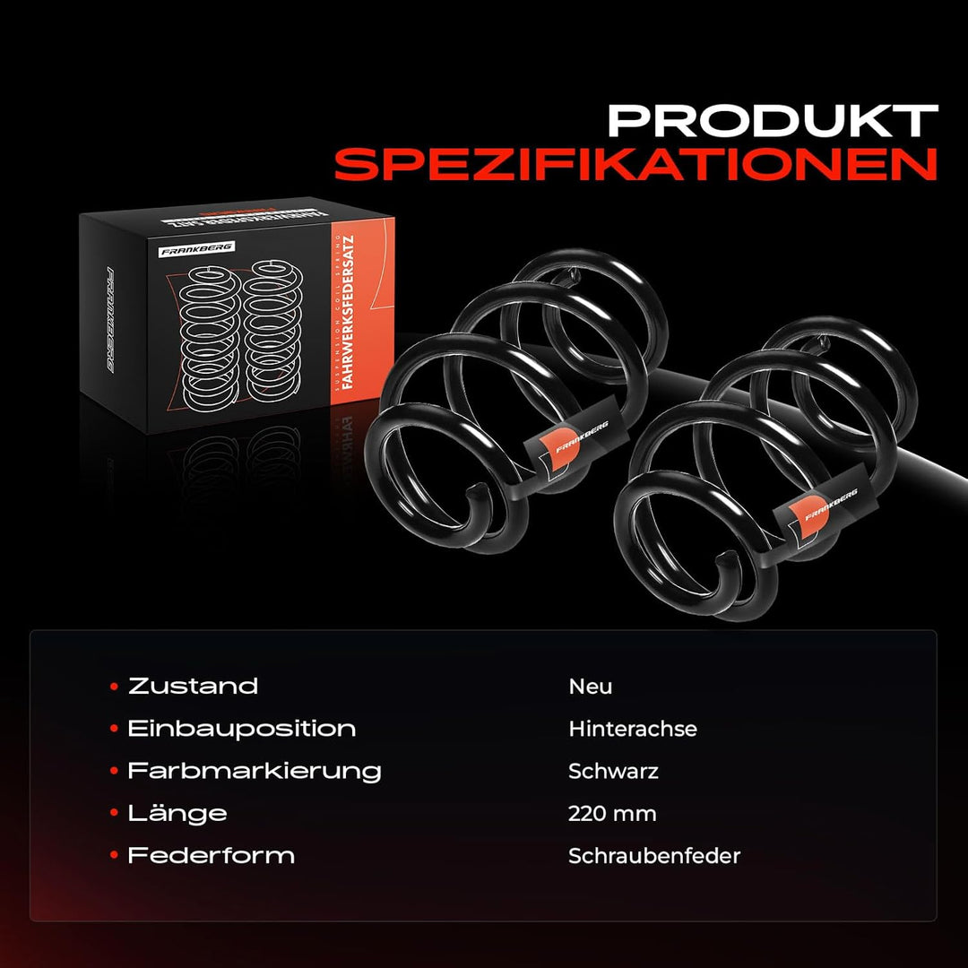 Frankberg 2x Federn Fahrwerksfeder Hinterachse Kompatibel mit A-Klasse W176 A180 2012-2018 Replace#