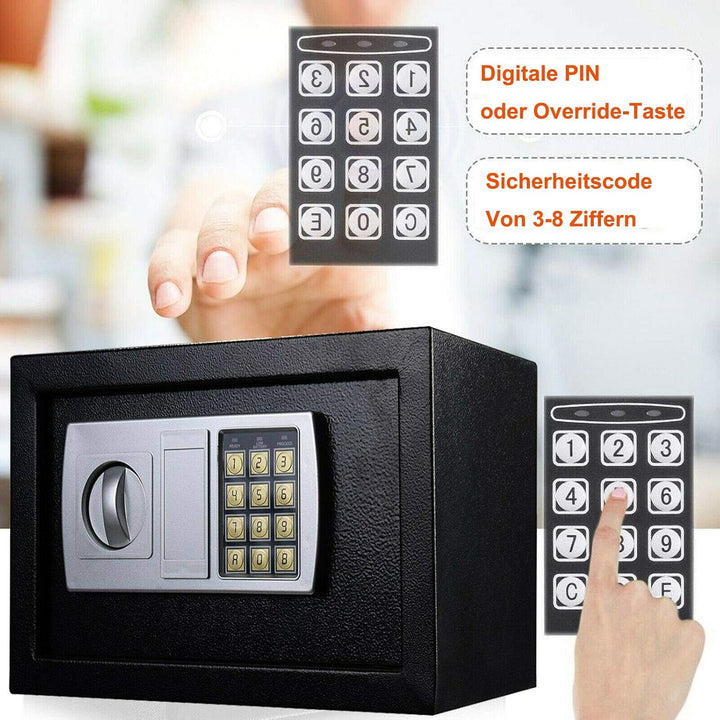 Tresor 31x20x20cm Elektronischer Safe, Elektronik Zahlenschloss Doppelstahlbolzen Montagematerial Sa