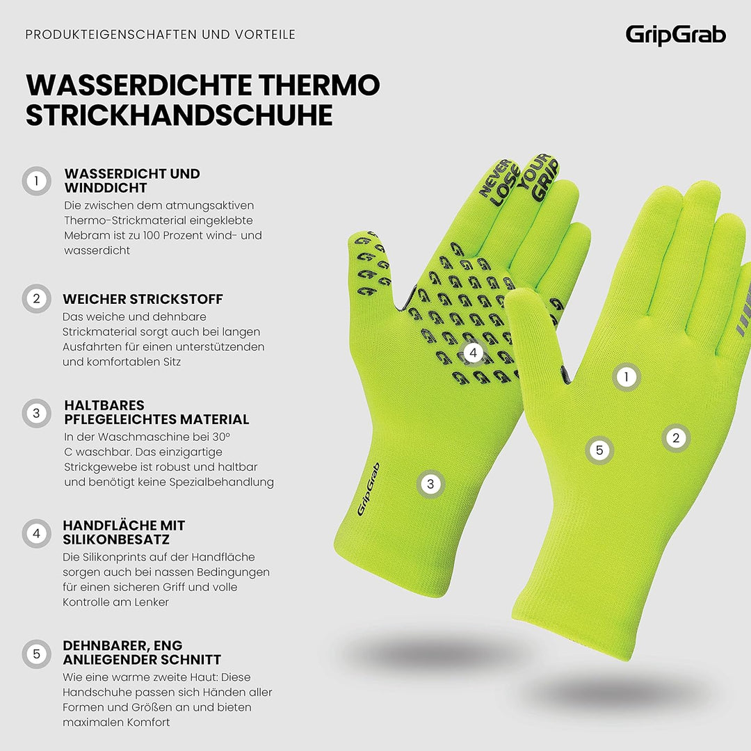 GripGrab wasserdichte Gestrickte Fahrradhandschuhe rutschfeste Winddichte Thermo Radsport Regenschut