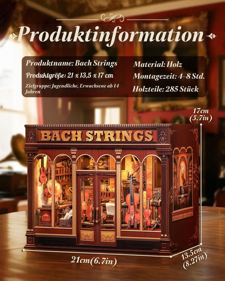 Book Nook Kit - Miniatur Puppenhaus mit LED: 3D Holz-Puzzle Buchstütze, Retro-Deko Bücherregal, klas