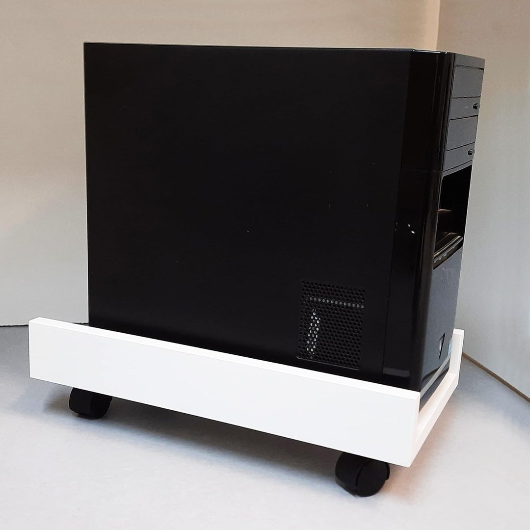 Henor CPU-Computerständer aus Holz mit Rädern 25 x 45 x 12,5 cm CPU-Aufzug mit Rädern Weiss Weiss Rä