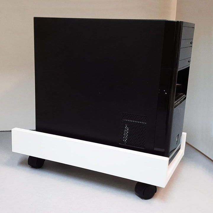 Henor CPU-Computerständer aus Holz mit Rädern 25 x 45 x 12,5 cm CPU-Aufzug mit Rädern Weiss Weiss Rä