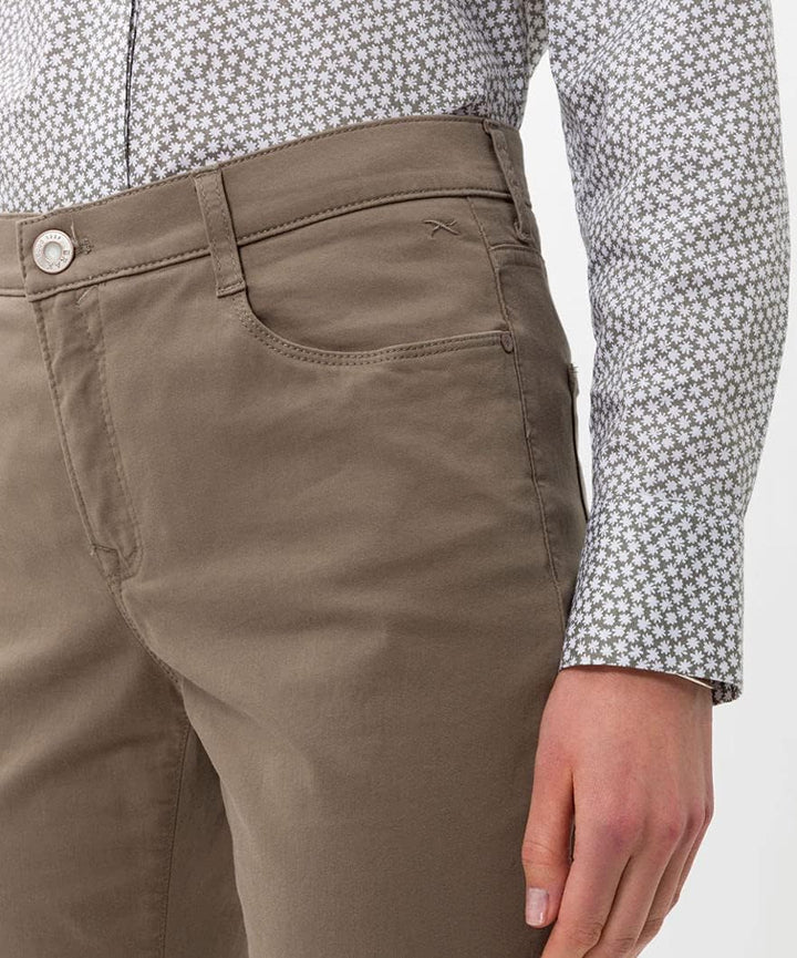 Brax Women's Mary Smart Cotton Trouser 31W / 34L Khaki, 31W / 34L Khaki