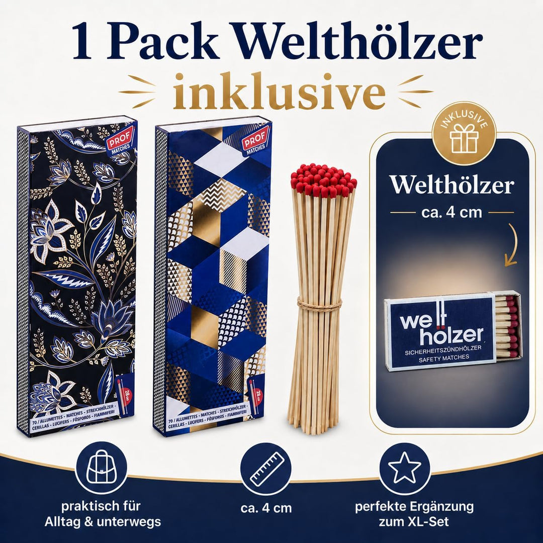 🔥 2 Jumbo Streichholzschachteln XXL 28cm extra lang für Kamin/Feuer Motive: 2x70er Packungen Kaminan