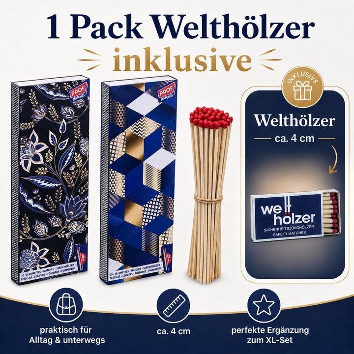 🔥 2 Jumbo Streichholzschachteln XXL 28cm extra lang für Kamin/Feuer Motive: 2x70er Packungen Kaminan