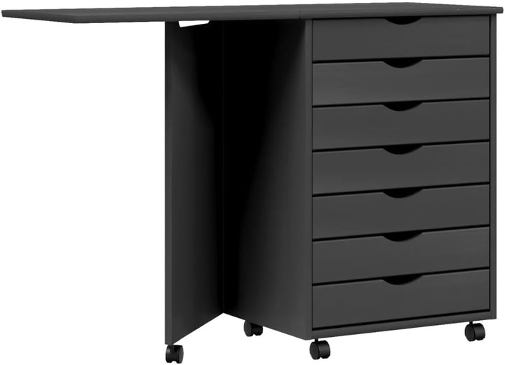 Mobiler Aktenschrank Lagerschrank mit Schreibtisch Beistellschrank mit Rollen für Wohnzimmer Schlafz