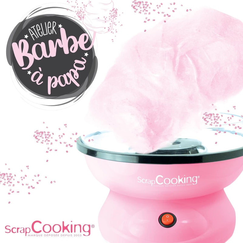 ScrapCooking 3900 Zuckerwattemaschine Cotton Candy Factory Ø 28 cm, Mit Stäbchen, Messlöffel, Süsse