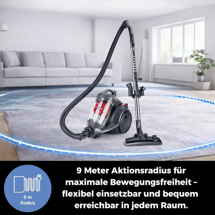 Fakir BL 240 Trend - Premium Staubsauger beutellos, Staubsauger HEPA 13, Langes Kabel und sehr stark