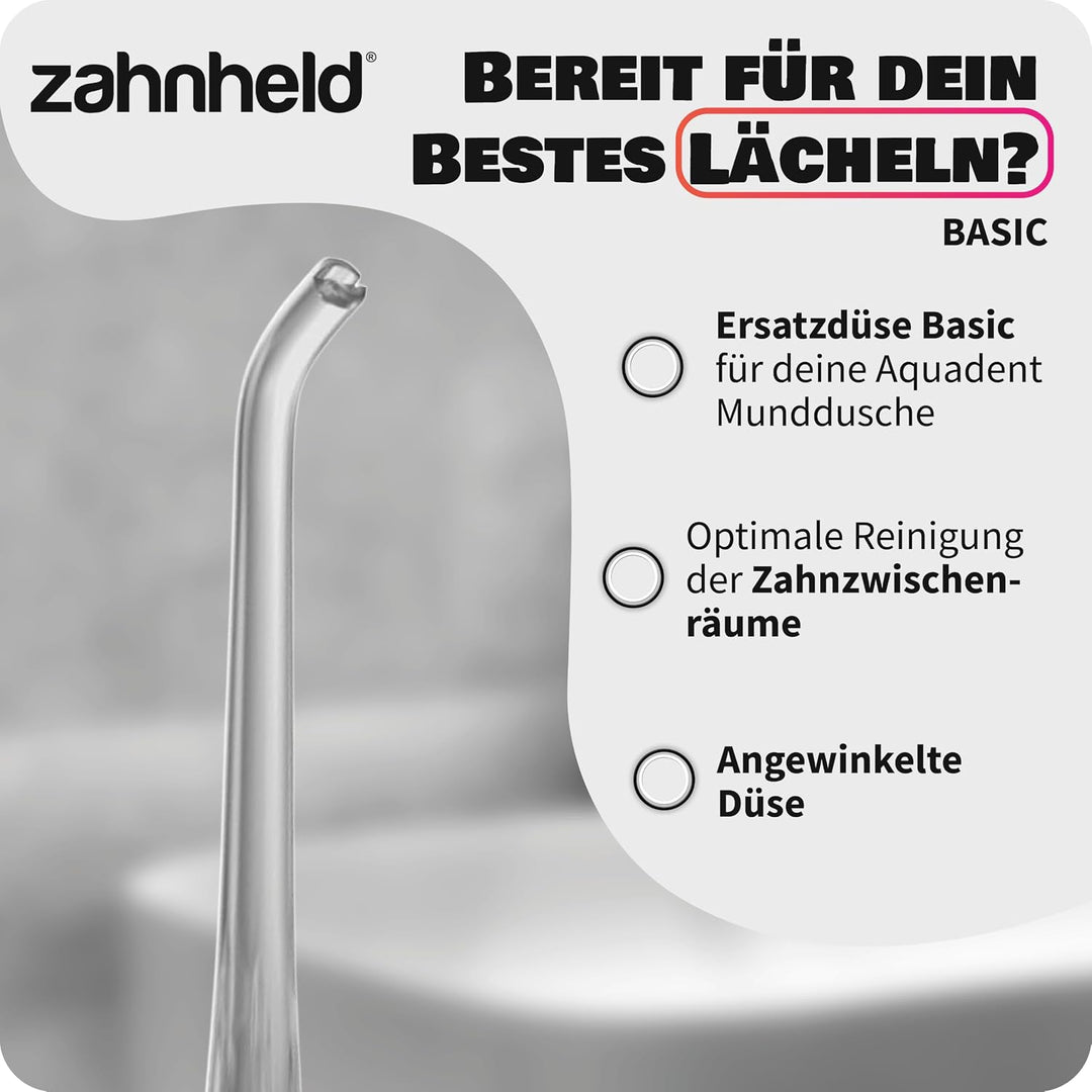 Zahnheld® Ersatzdüsen Basic für Munddusche Aquadent (9 Stück, weiss) 9 Stück Weiss, 9 Stück Weiss