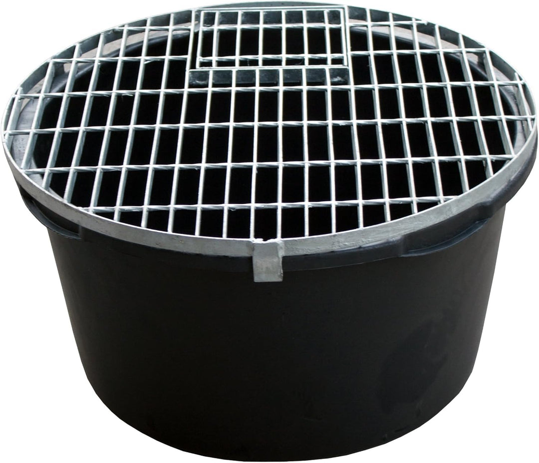 Set: PE Becken / Rundbecken + Abdeckgitter D=66cm, H=35cm, 90L für Wasserspiele u. Brunnen INTERGARD