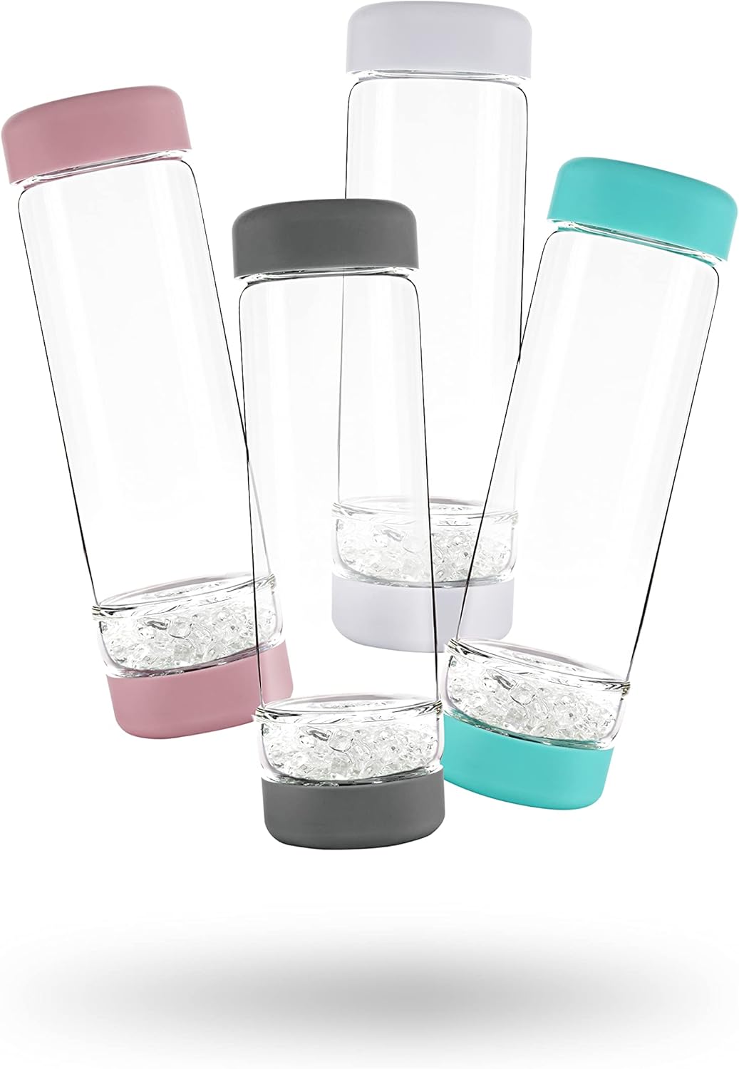 VitaJuwel inu! CRYSTAL by Wasserflasche mit Bergkristall für Individualisten | blossom rose