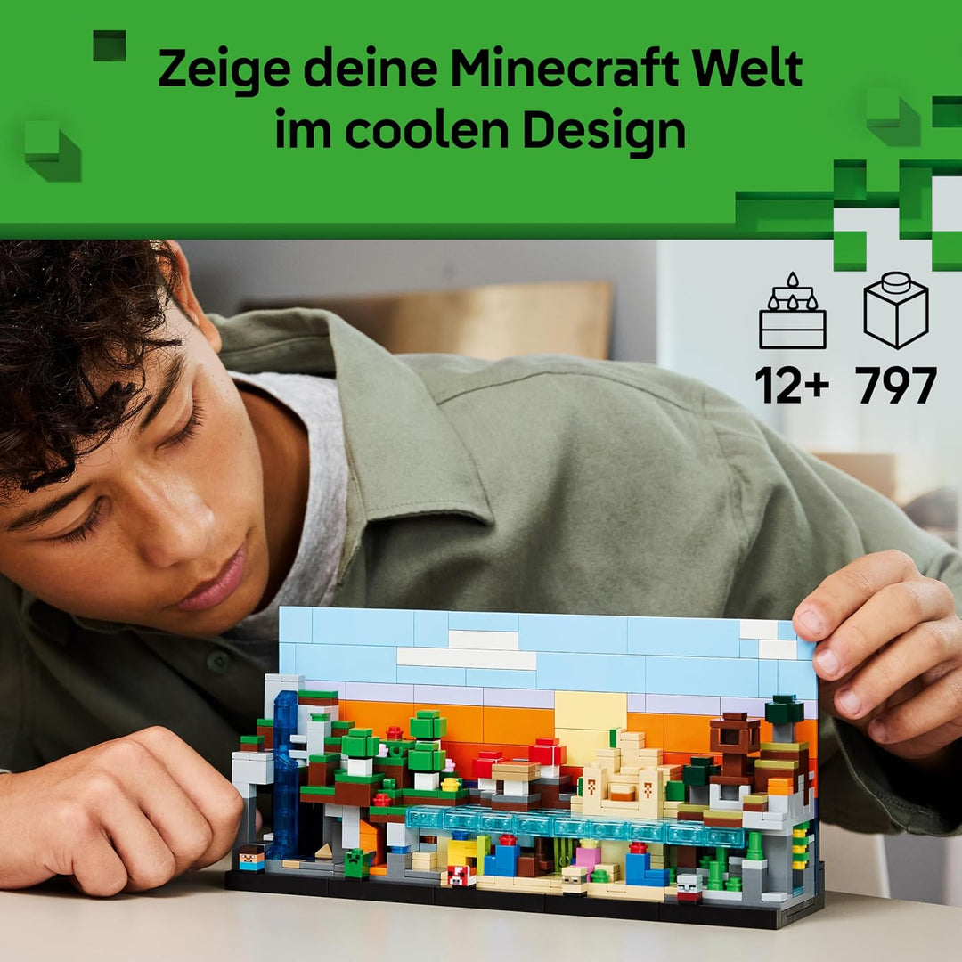 LEGO Minecraft Mini-Biome - DIY Deko Set - 3D Puzzle mit 5 Mikrofiguren - Kreatives Spielset zum Bau