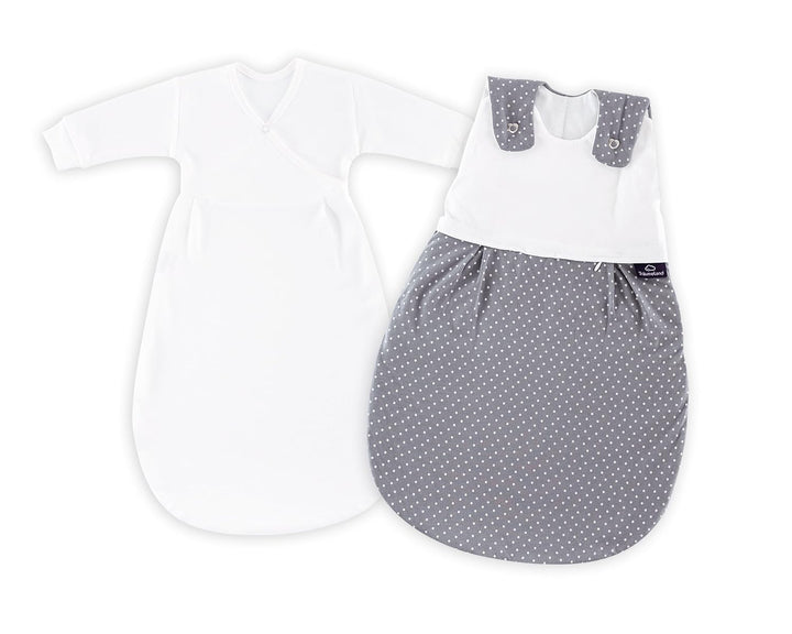Träumeland S0100151 Babyschlafsack LIEBMICH 2teilig Set Pünktchen grau, Grösse 44, mehrfarbig