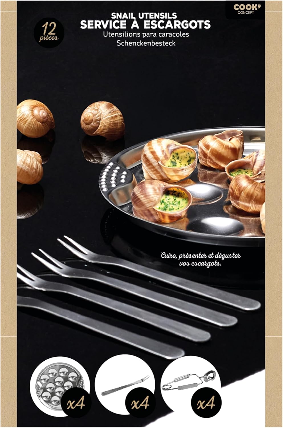 COOK CONCEPT Schnecken-Dienstprogramm, Silber, One Size, Einheitsgrösse, KU6097