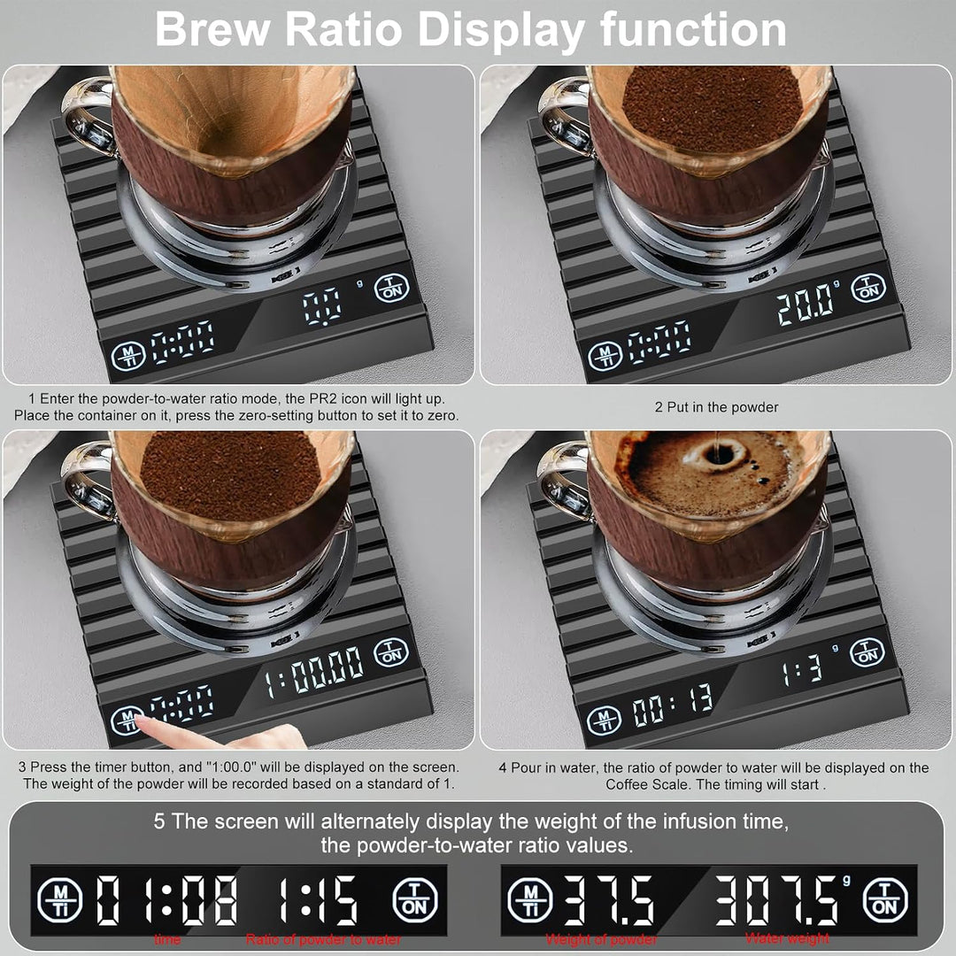 Mini Kaffeewaage mit Timer, Hochpräzise 2kg/0.1g Digitale Küchenwaage für Espresso &amp; Kaffeezubereitu