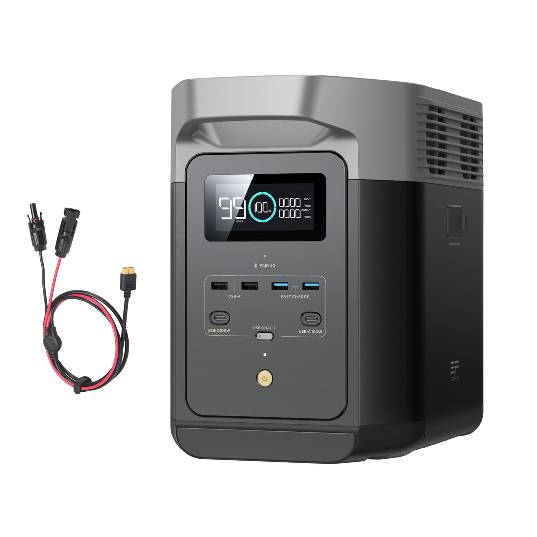 EF ECOFLOW DELTA 2 1024WhTragbare Powerstation mit XT60i Kabel, Solargenerator mit LiFeP04, erweiter