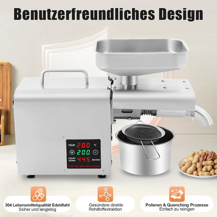 Edelstahl Ölpresse Heiss Kaltöl Extraktionsmaschine Elektrisch öl Automatische Ölpresse Maschine für