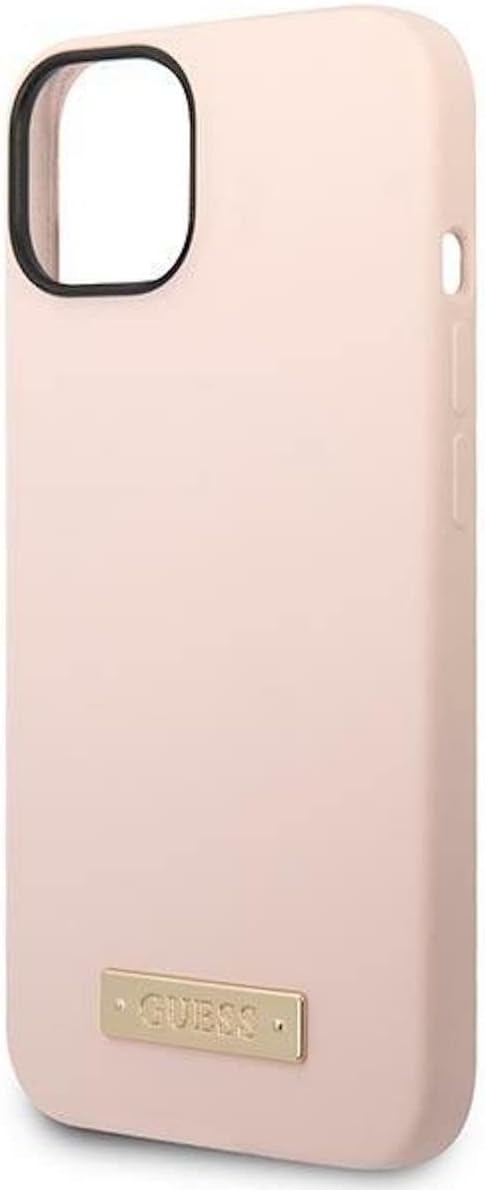 Guess GUHMP14SSBPLP hülle für iPhone 14 6,1" rosa/pink Hard case Silicone Logo Plate