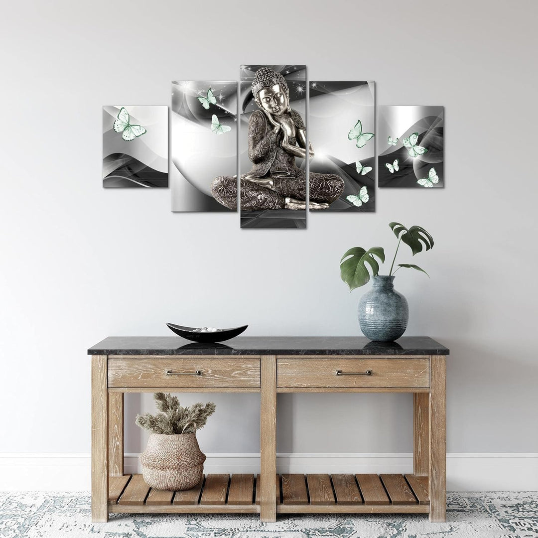 Runa Art Wandbilder Buddha Feng Shui 5 Teilig Bild auf Vlies Leinwand Deko Wohnzimmer Schlafzimmer S