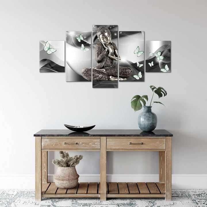 Runa Art Wandbilder Buddha Feng Shui 5 Teilig Bild auf Vlies Leinwand Deko Wohnzimmer Schlafzimmer S