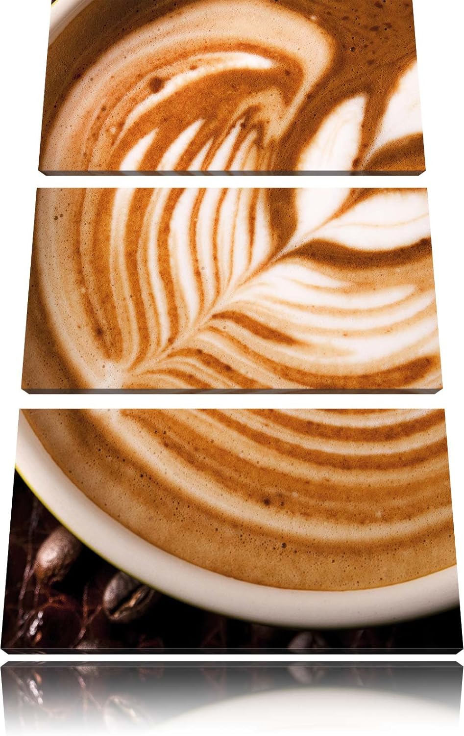 Pixxprint Tasse Kaffee als Leinwandbild/Grösse: 3 Teilig (120x80) cm/Wandbild/Kunstdruck/fertig besp