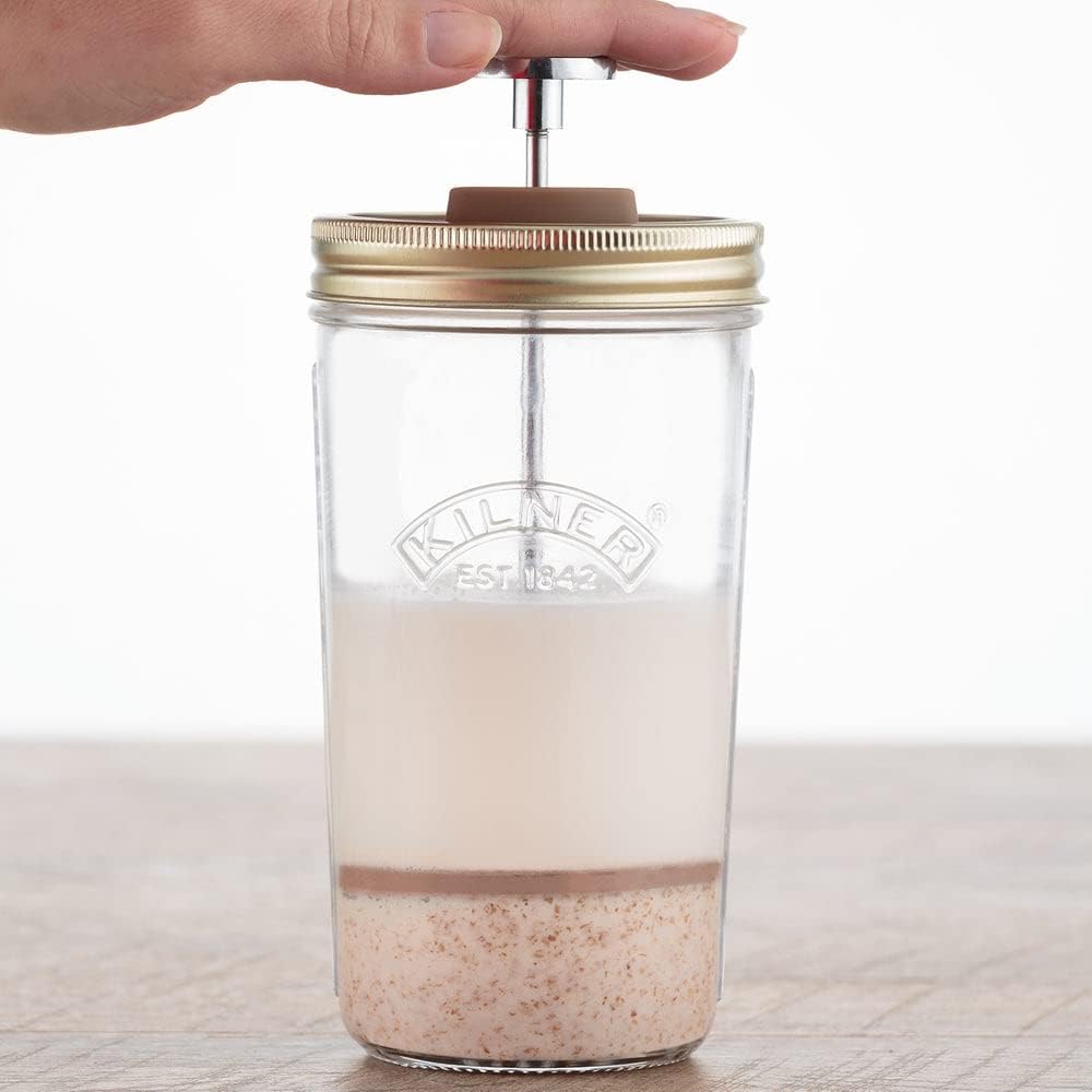 Kilner Nussmilch/Mandelmilch-Herstellungset-Set, 2 Gläser mit Zubehör und Deckel, 0,5 l
