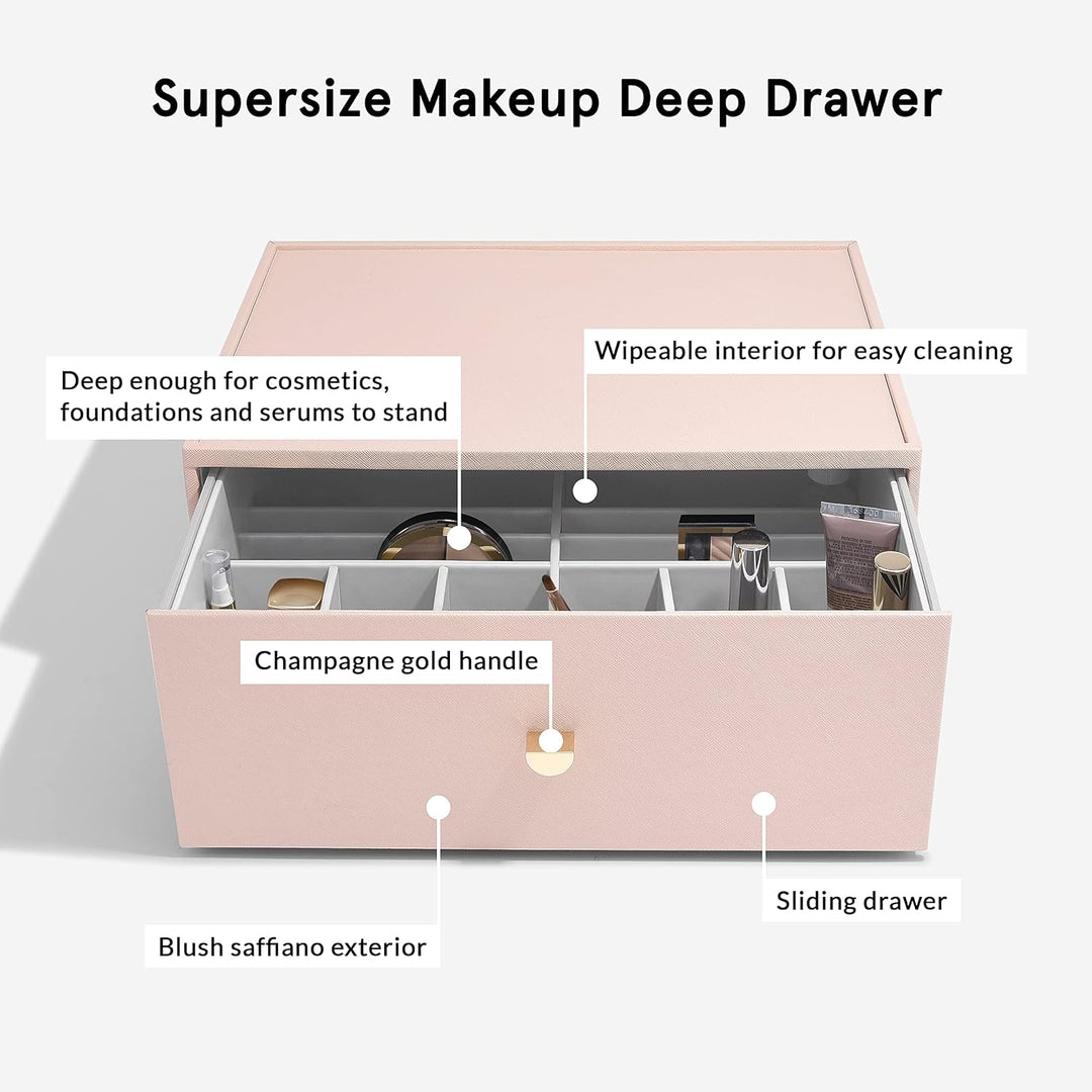 Stackers Blush Pink Supersize Makeup Deep Drawer, Blush Pink