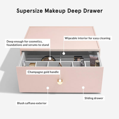 Stackers Blush Pink Supersize Makeup Deep Drawer, Blush Pink