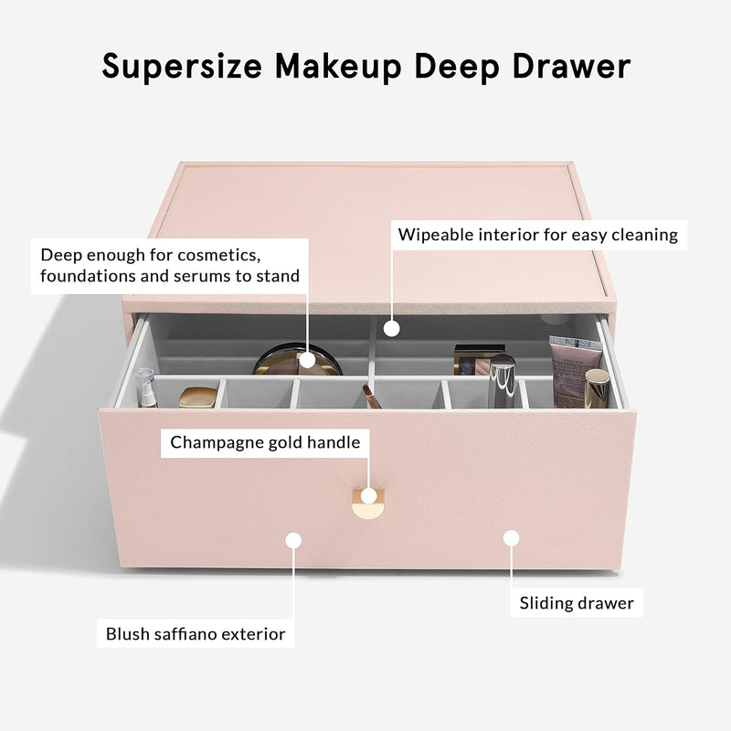 Stackers Blush Pink Supersize Makeup Deep Drawer, Blush Pink