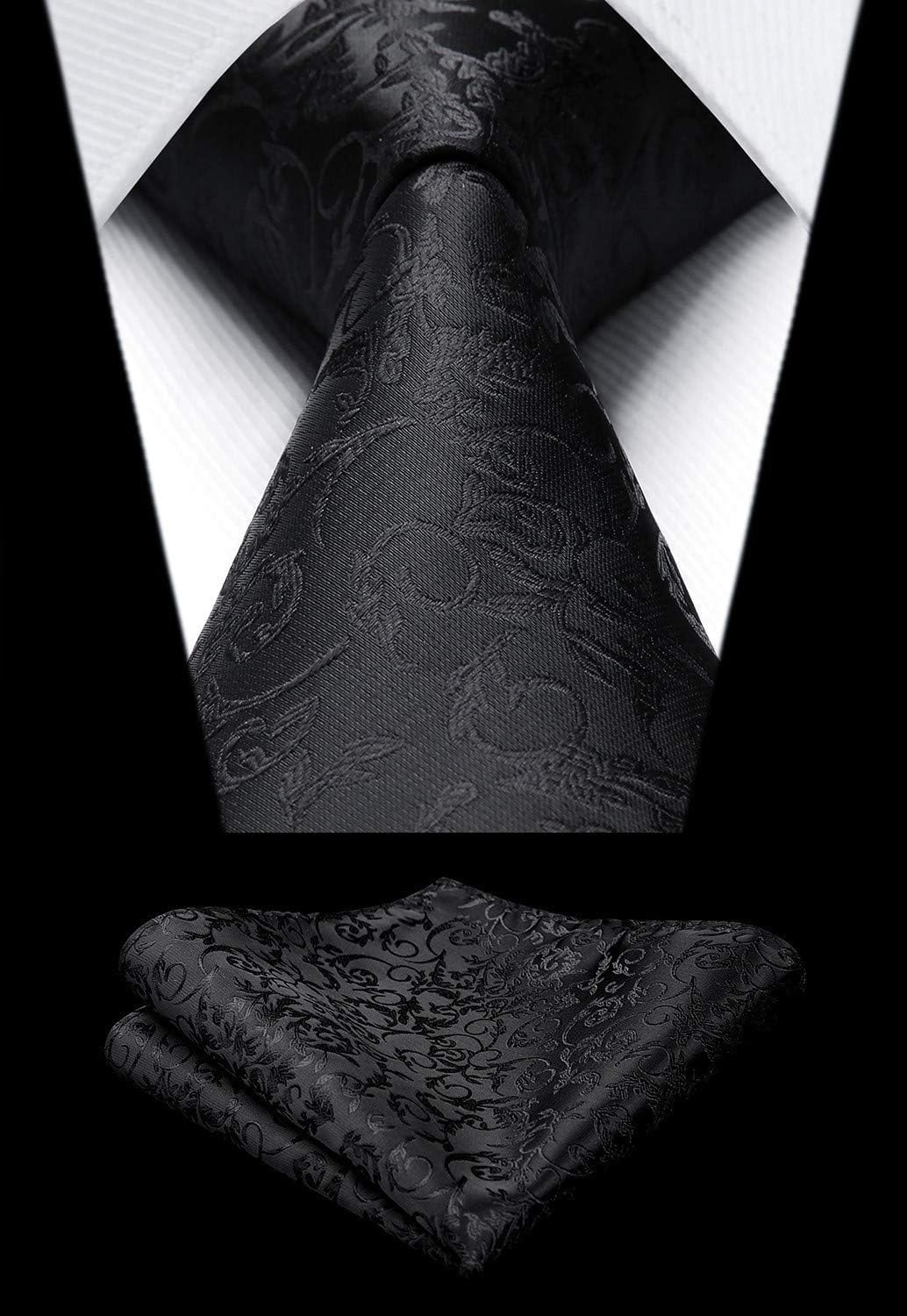 HISDERN Herren FLoral Hochzeit Weste Krawatte Einstecktuch Taschentuch Jacquard Weste Anzug Set 3XL