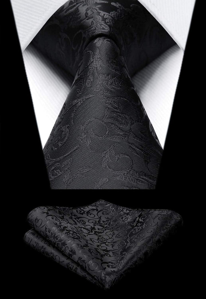 HISDERN Herren FLoral Hochzeit Weste Krawatte Einstecktuch Taschentuch Jacquard Weste Anzug Set 3XL