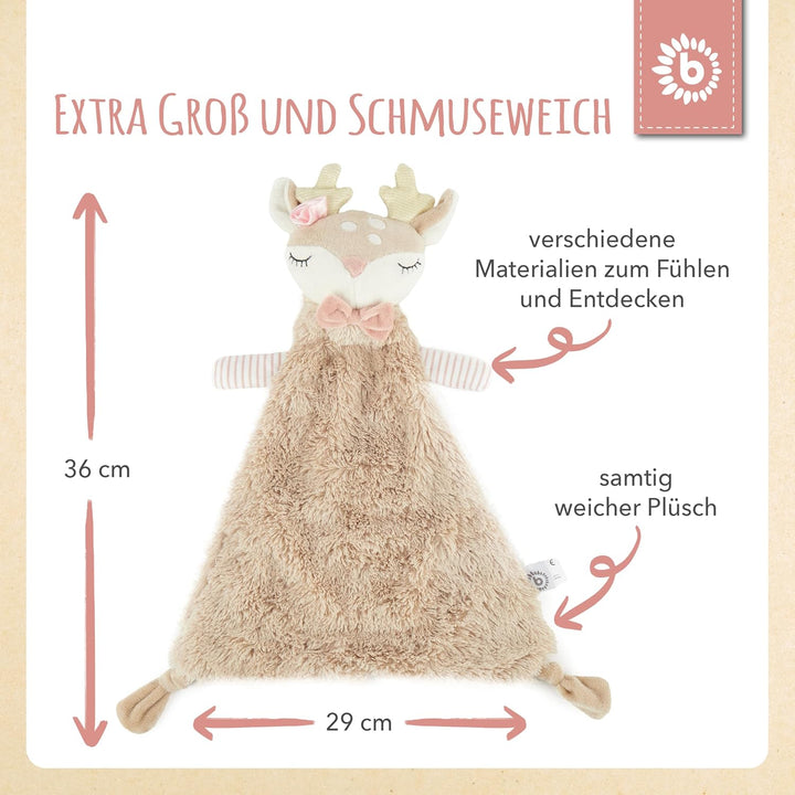 Bieco Schmusetuch REH Ella | Schnuffeltuch Baby| Kuscheltier Schmusetuch Mädchen Geschenk zur Geburt
