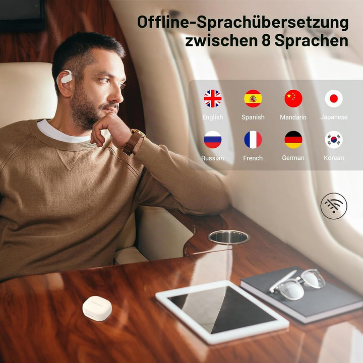 M9 AI-Sprachübersetzer-Ohrhörer, offene Ohrhörer, unterstützt 144 Sprachen & Akzente, Übersetzung, E