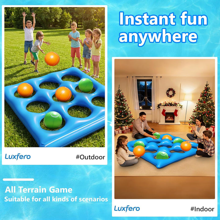 Luxfero Aufblasbares Wasserspielzeug, Tic Tac Toe Pool Spielzeug mit 10 Aufblasbarer Ball, Aufblasba