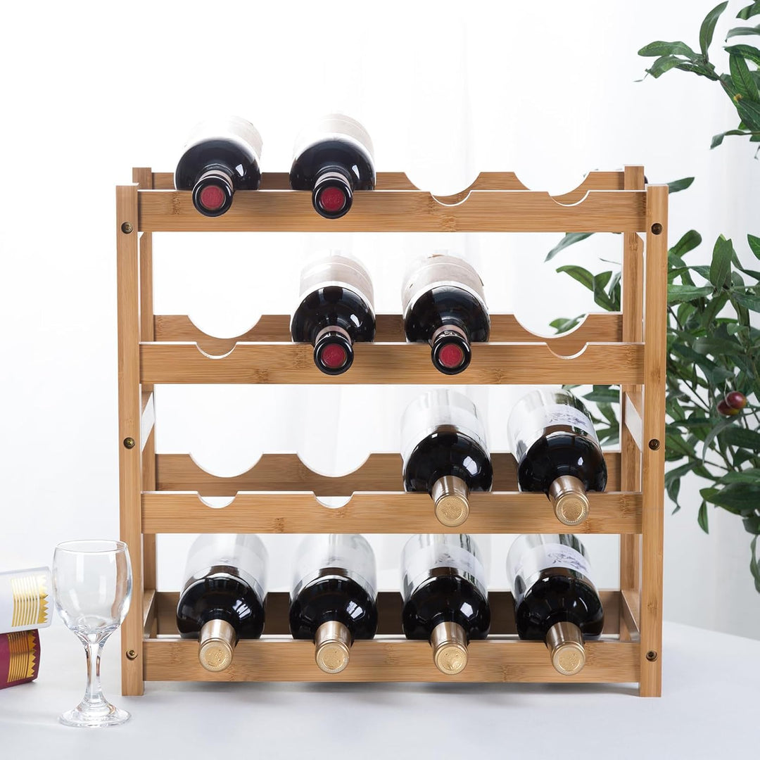 Weinregal, Klein Flaschenregal Lagerung Halter, Natürliche Flaschenhalter aus Bambus, Wein Flaschen
