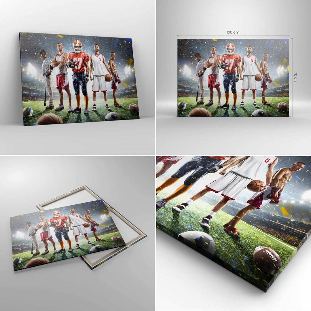 Bilder auf Leinwand 100x70cm Leinwandbild mit Rahmen Sport Sportler Gross Wanddeko Bild Schlafzimmer