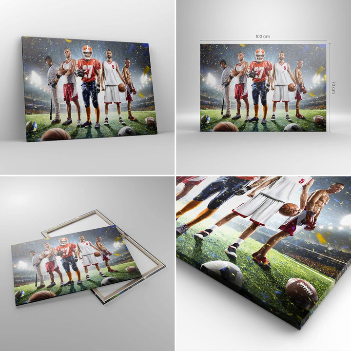 Bilder auf Leinwand 100x70cm Leinwandbild mit Rahmen Sport Sportler Gross Wanddeko Bild Schlafzimmer