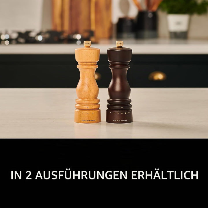 Cole & Mason London Salz- und Pfeffermühle Geschenkset – nachfüllbare Gewürzstreuer mit Premium-Holz