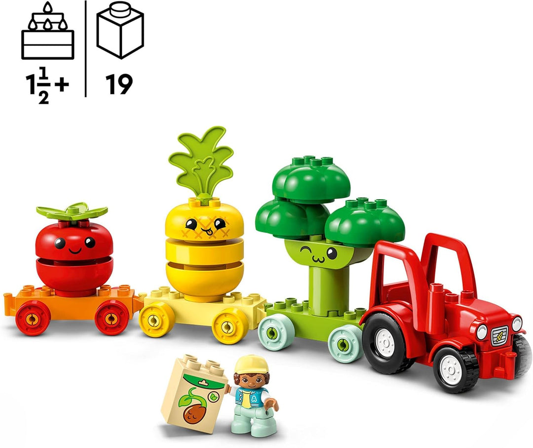LEGO DUPLO My First Obst- und Gemüse-Traktor, Geschenk Spielzeug zum Basteln, Sortieren und Stapeln