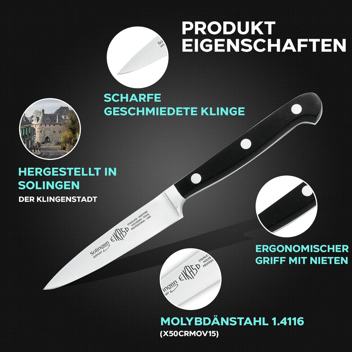EIKASO Solingen Küchenmesser Mittelspitz 12cm scharfe Klinge aus Molybdänstahl 1.4116 Profi Küchenme