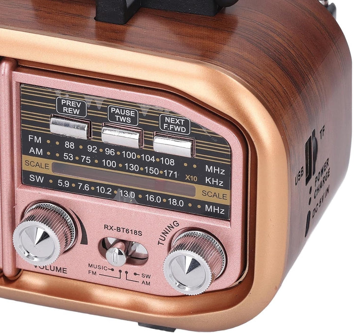 Retro Radio Klein mit Bluetooth,AM/FM/SW Solarbetrieben Kleines Vintage-Radio, Bluetooth-Lautspreche