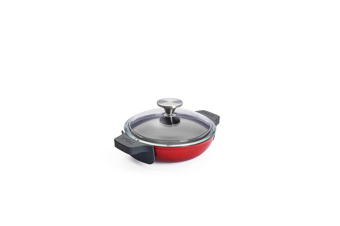 Woll Iron Servierpfanne mit Deckel und Silikongriffen - Induktiv -, Ø 18 cm, 5,5 cm hoch - Geeignet