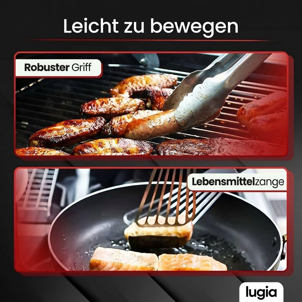 BBQ Grill Zubehör Set 34-teilig aus Edelstahl – Komplettes Grillbesteck mit Zange, Spateln, Burgerpr