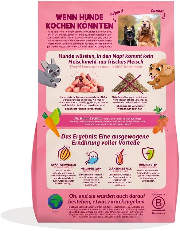 Edgard & Cooper Hundefutter Trocken Getreidefrei Welpenfutter Welpen Hund Junior 12kg Ente & Huhn mi