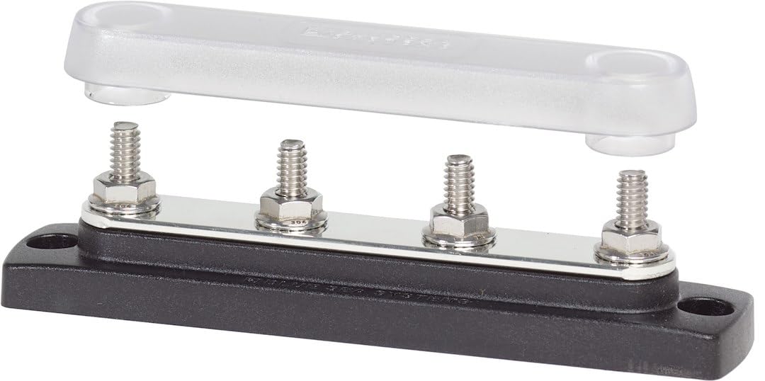 Blue Sea Systems Mini-Sammelschiene, 100 A, 1 Stück 150a, 4 Bolzen, mit Abdeckung, 150a, 4 Bolzen, m
