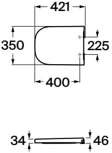 Roca A80173000B Supralit® Sitz und Deckel, The Gap Square kompakt, Weiss