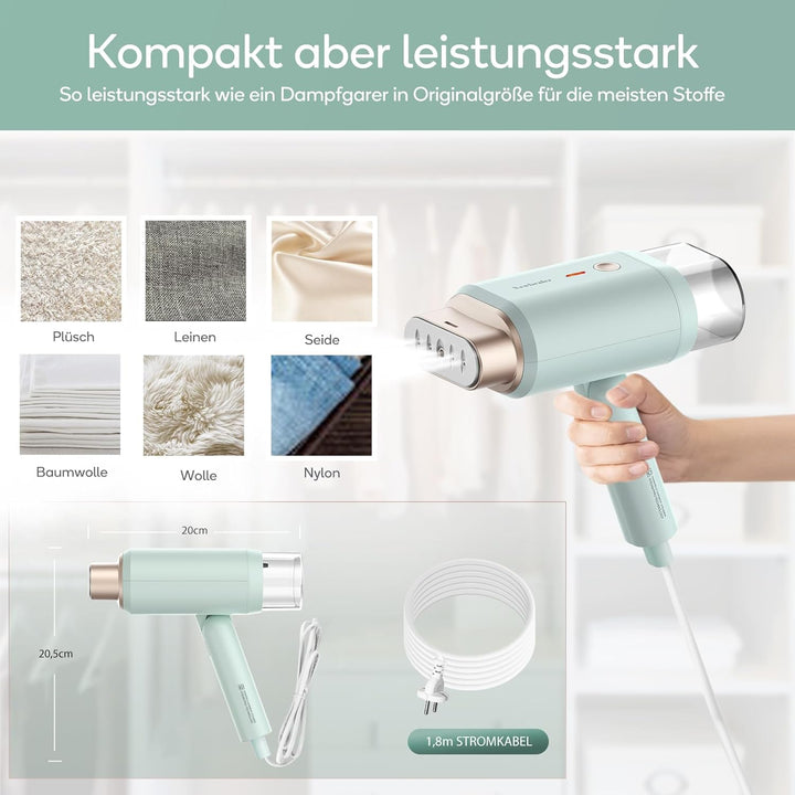 Newbealer Steamer Dampfglätter, 1200W Dampfbügeleisen Reise für Kleidung, 2 Dampfstufen Reisebügelei